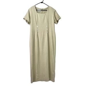 Vintage‎ Betsy's Things Linen Dress Womens 80s 90s Pearl Buttons Lined sz 14